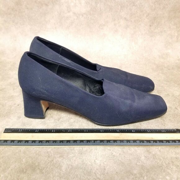 Evan Picone Womens Size 8.5 N Blue Leather Slip On Loafer 2.5" Heels - Picture 4 of 10